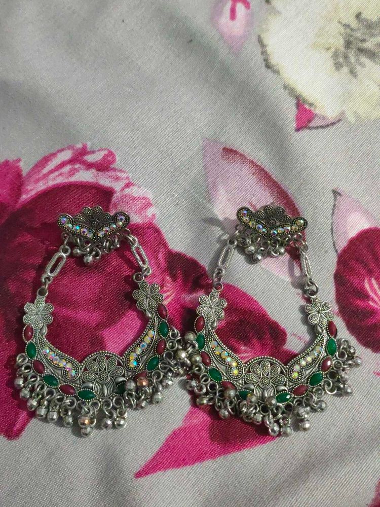 elegant oxidised ethenic earrings