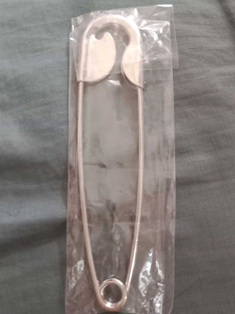 Large Silver Safety Pin hair clip