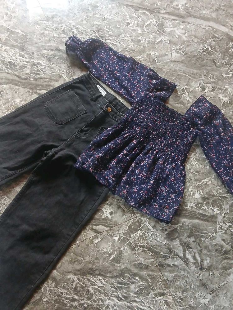 💗🥳top and jeans combo set🥳💗