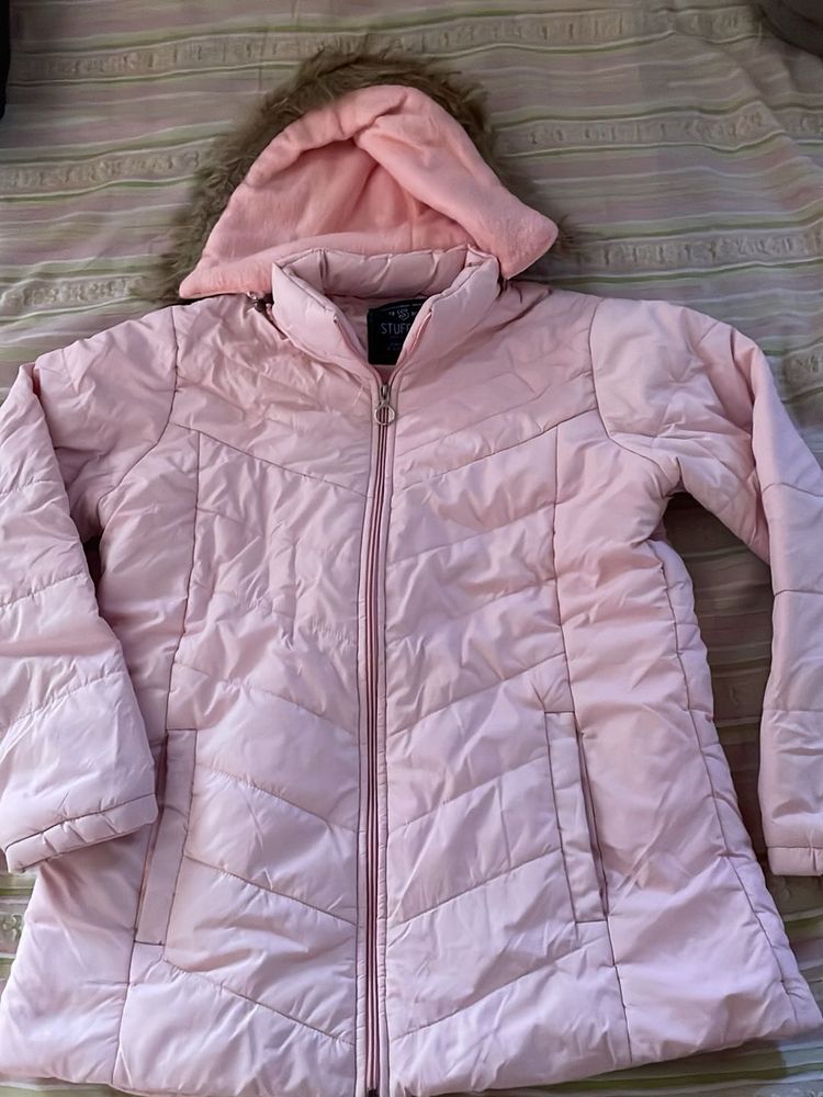 Pink puffer jacket