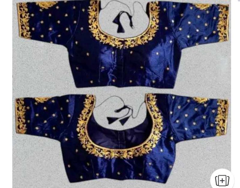 Navy Blue Embroidered Blouse