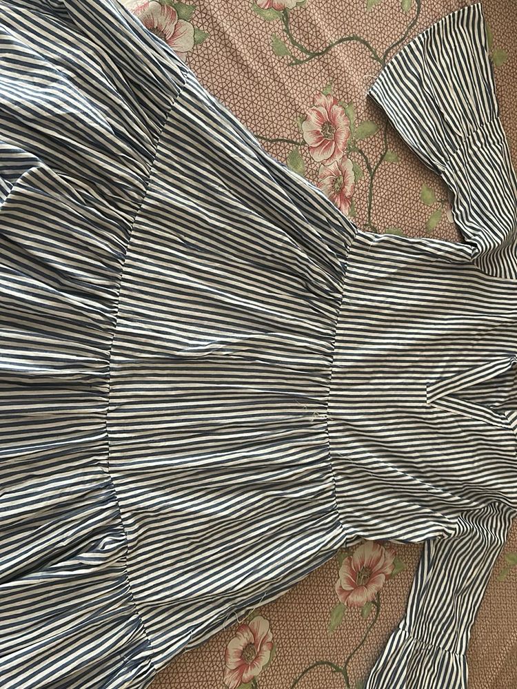 Striped Flared Sleeve Dress