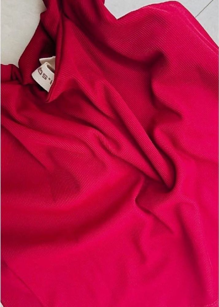 Vibrant Red Textured Top