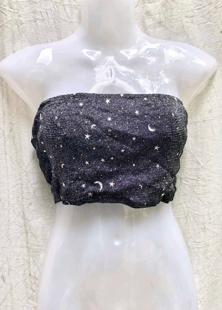 I. Sparkly Celestial Print Tube Top