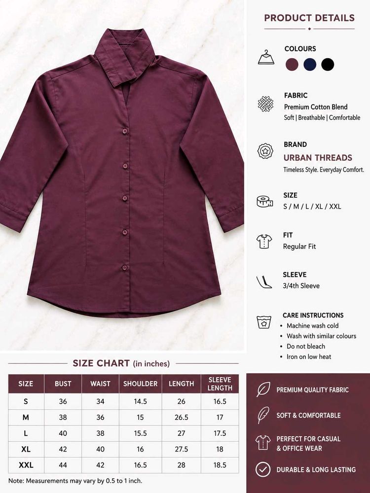 Urban Threads Maroon Cotton Blend Shirt