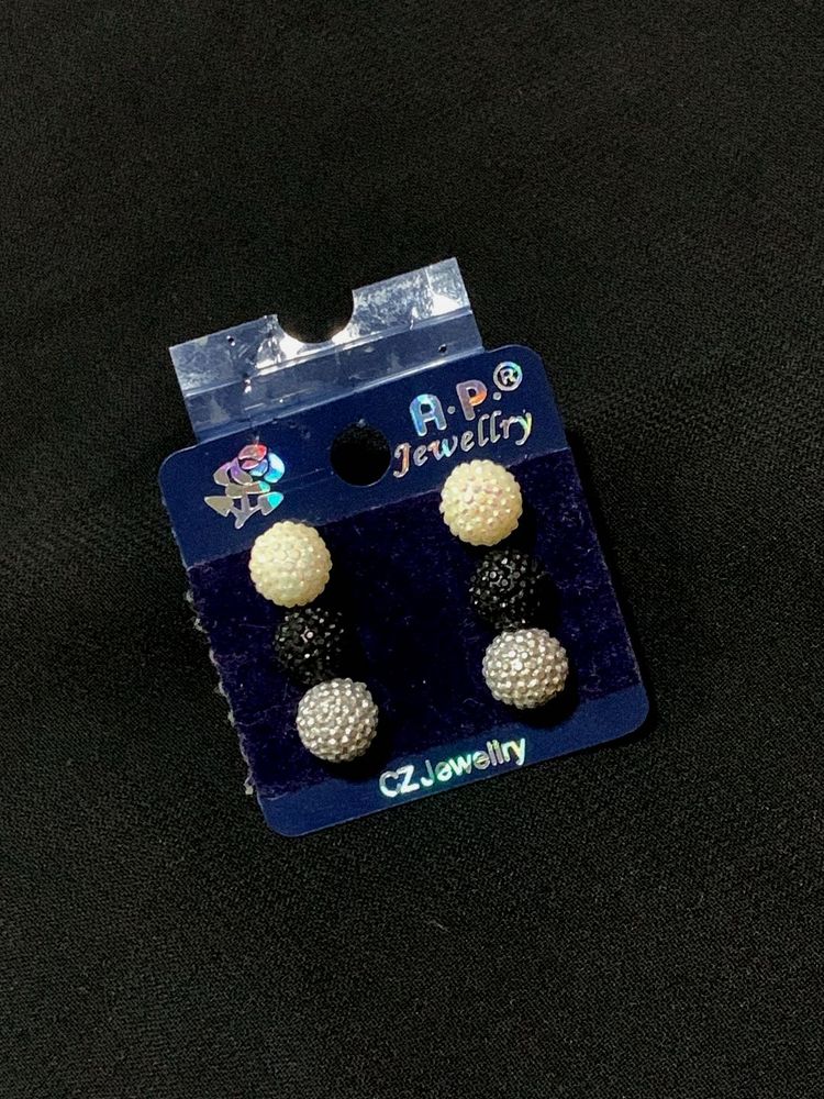 Combo of Sparkling Ball Stud Earrings Set