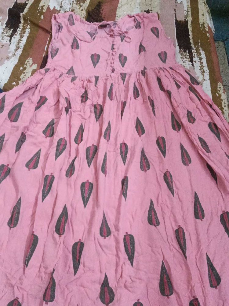 Pink Printed Ethnic Gown