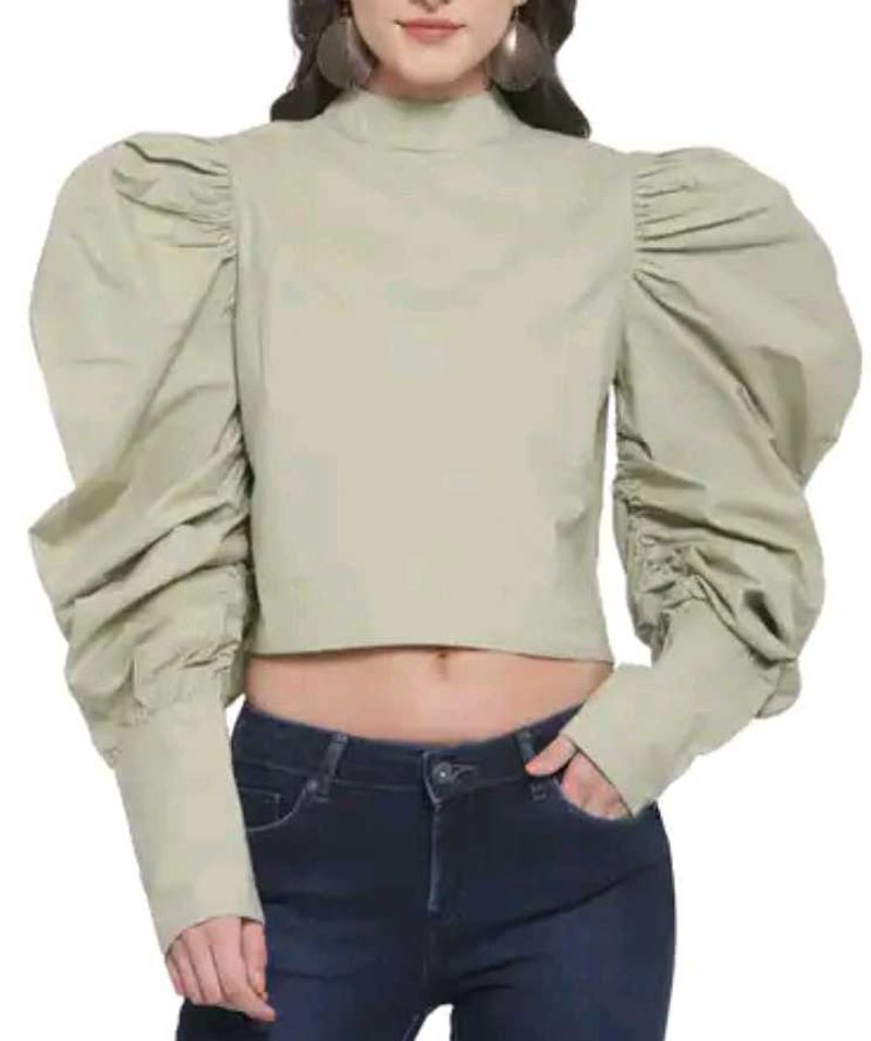 Elegant Green Puff Sleeve Top