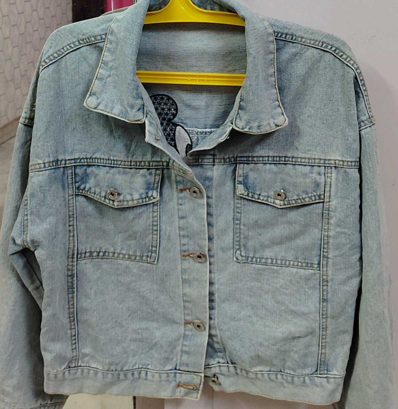 Denim Jacket with Mickey Mouse Detail