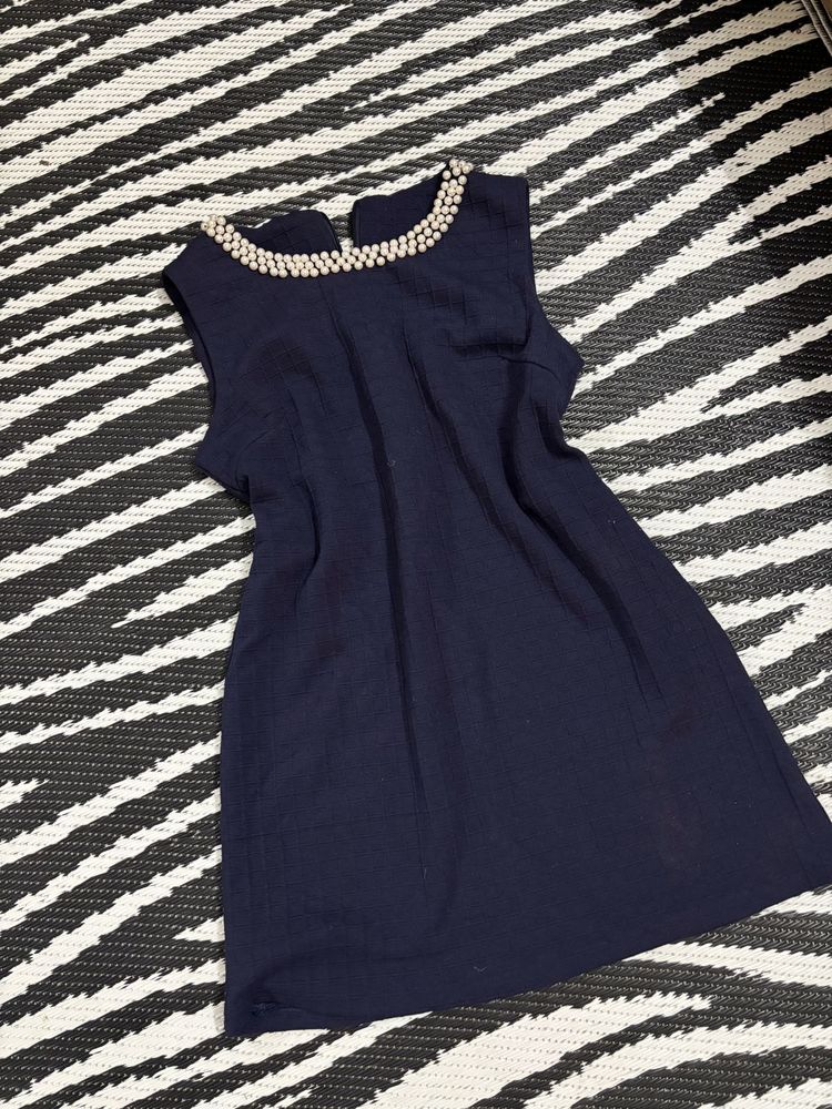 Elegant Navy Blue Embellished Dress