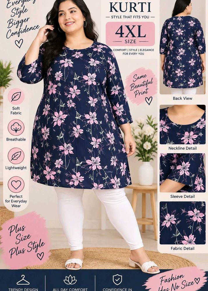 Stylish Navy Floral Print Kurti
