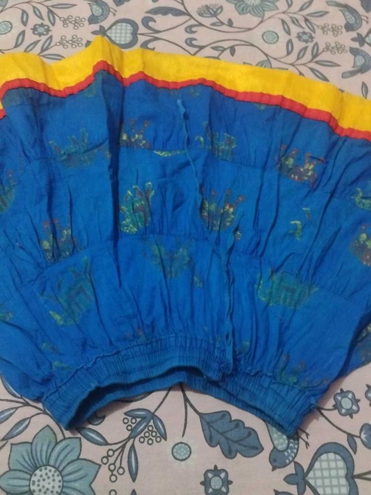 Bohemian Blue Printed Ethnic Skirt for baby girls