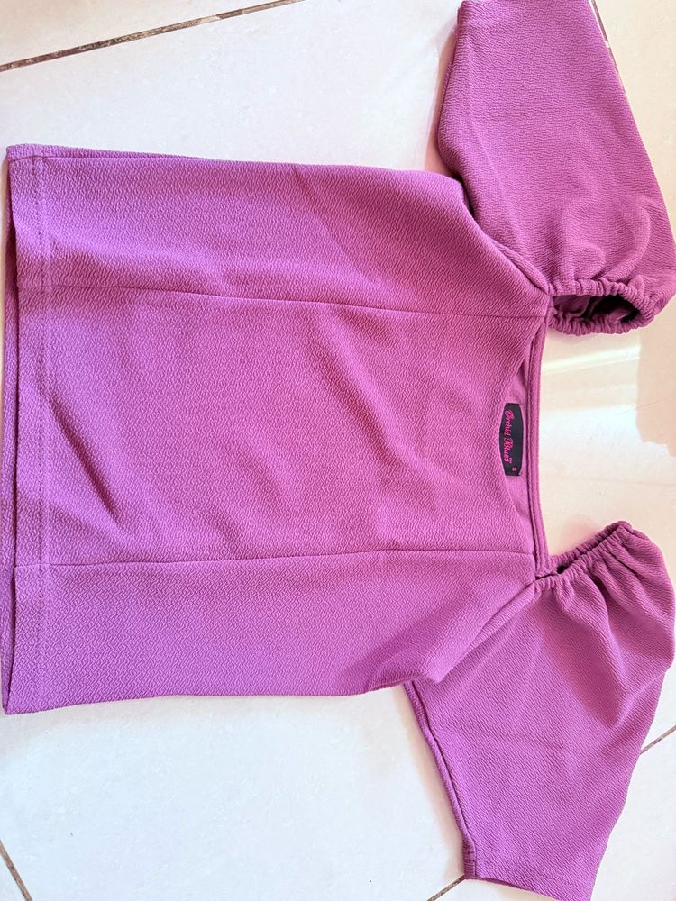 Cute Purple Puff Sleeve Top