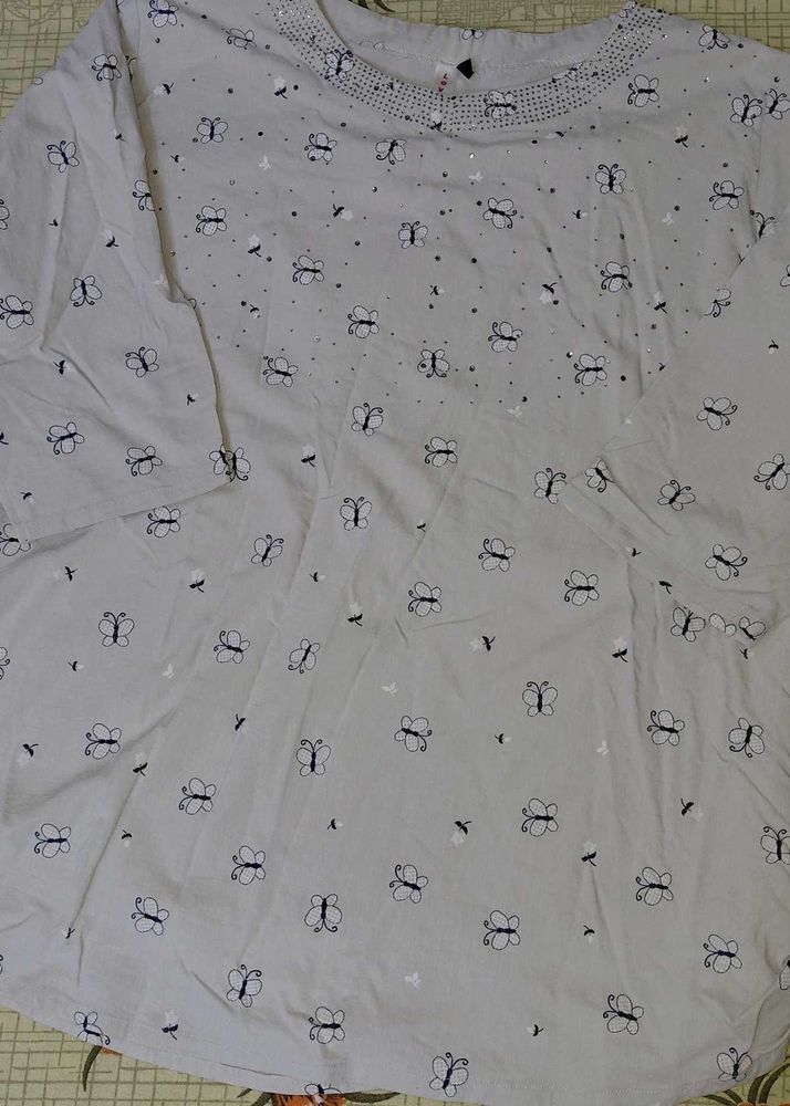 Butterfly Print Kurta with sequence