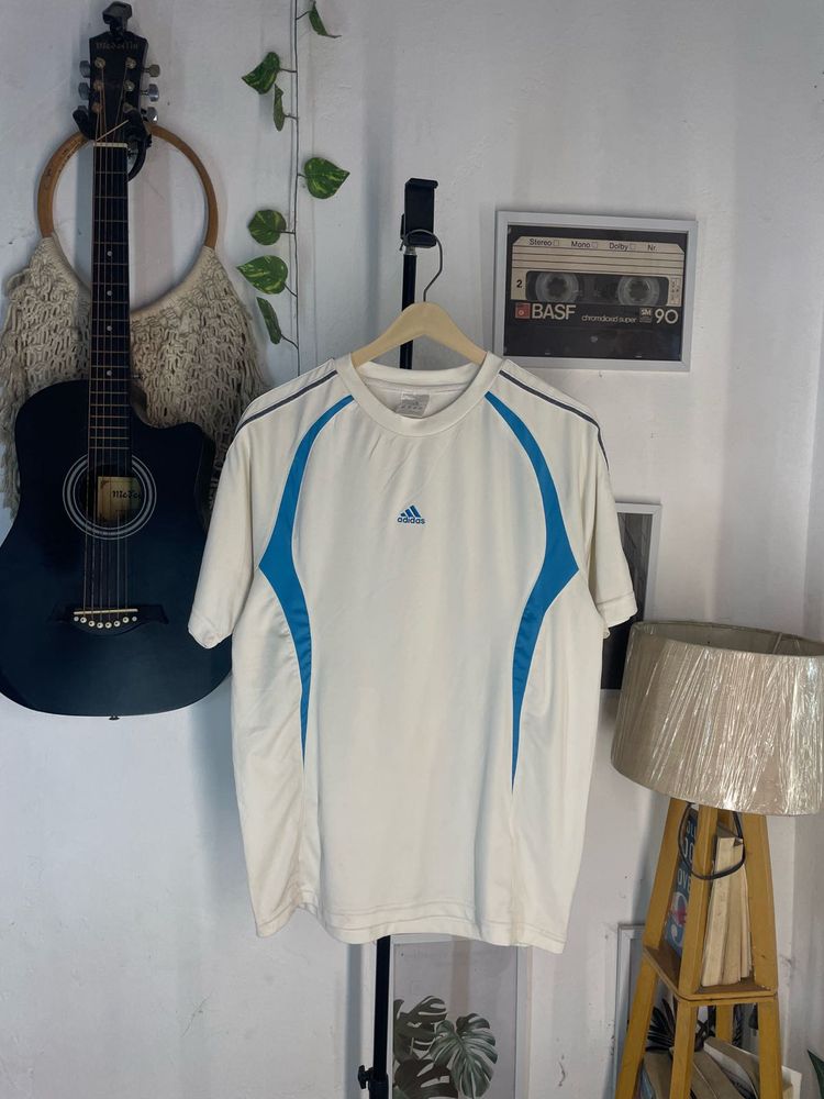 Adidas White &amp; Blue T-Shirt