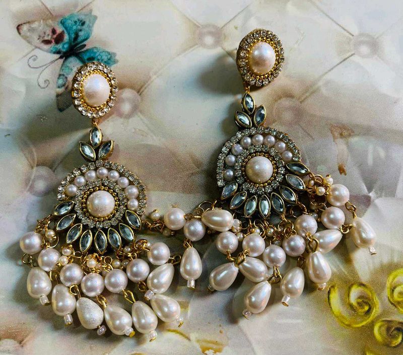 Fancy Party Wear Havey Long Size Earrings