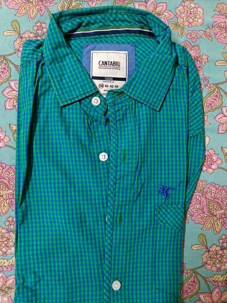 Men's Green Checkered Casual Shirt