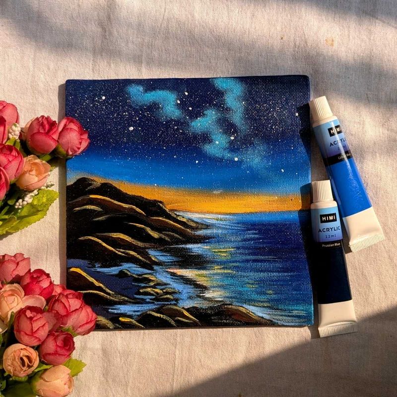 Mini Handmade Night Sky Acrylic Painting