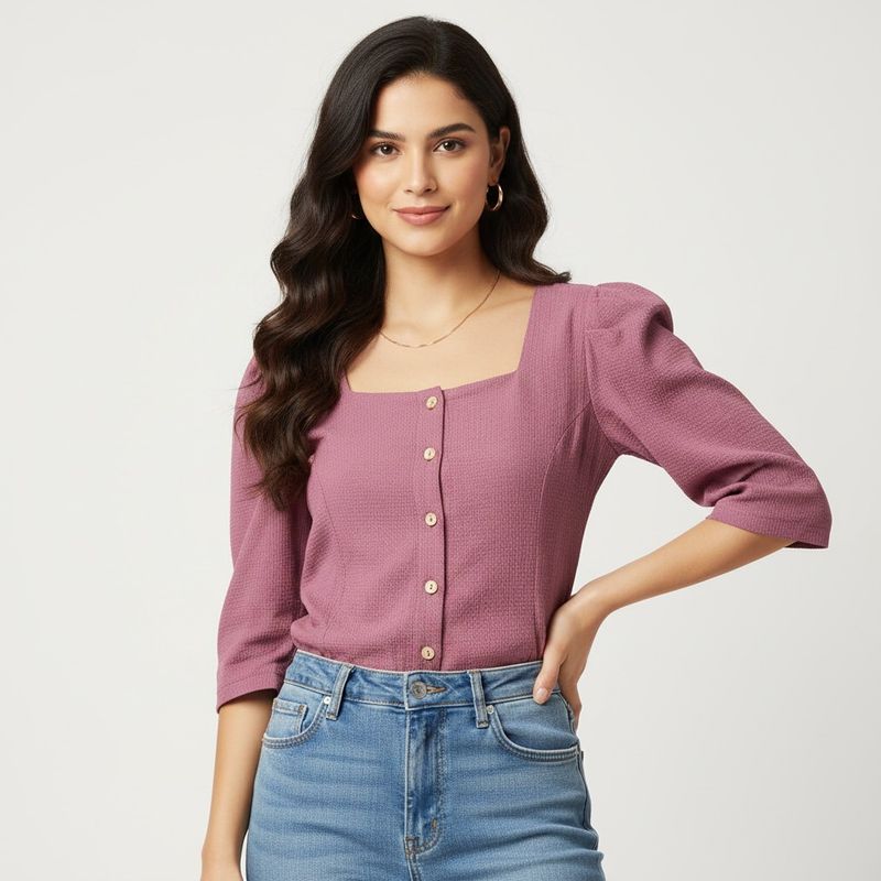 Stylish Mauve Button-Down Top