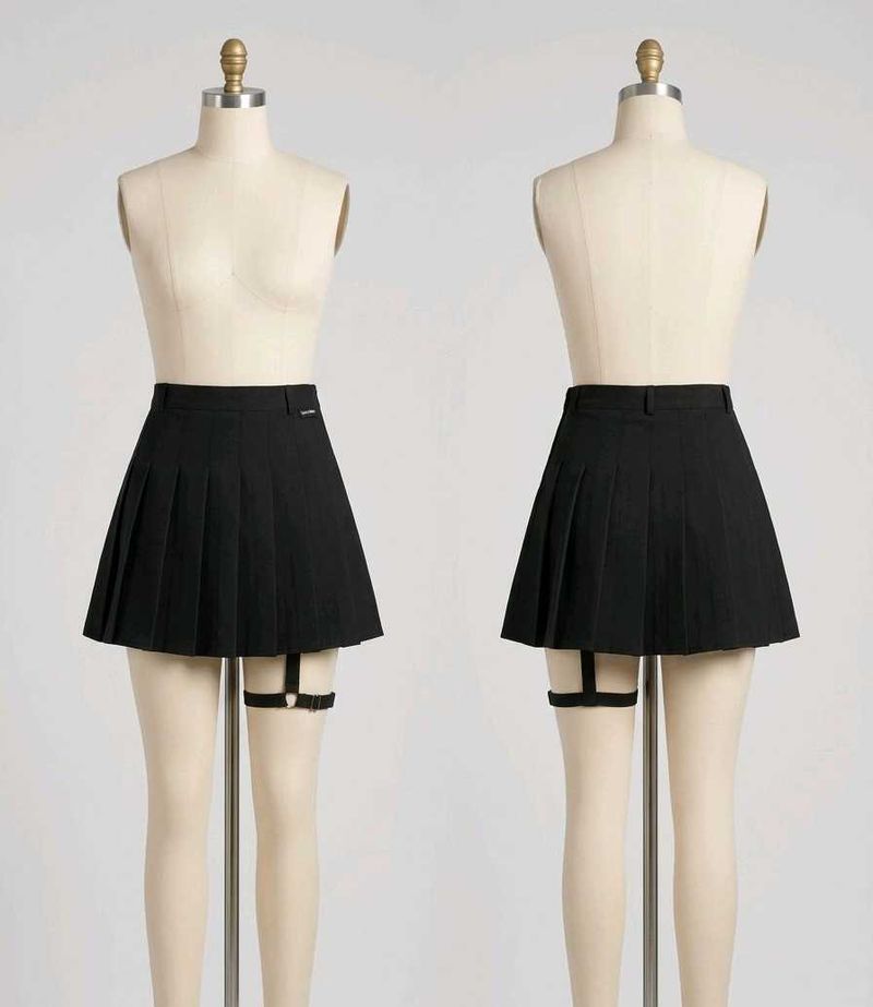 Black Pleated Mini Skirt