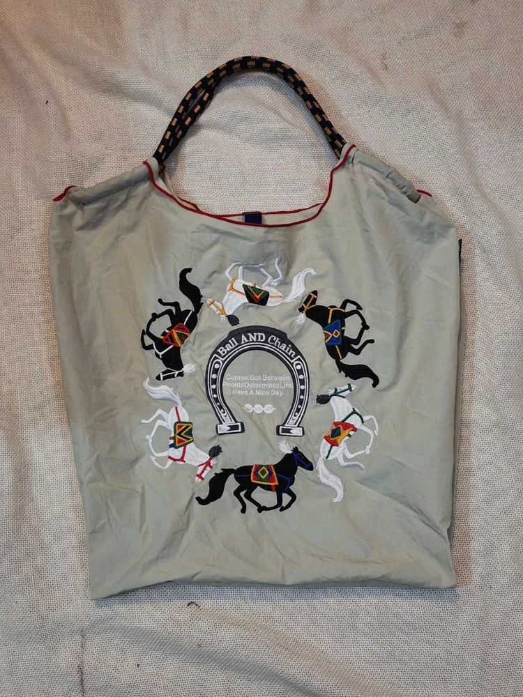 Cute Horse Embroidered Tote Bag