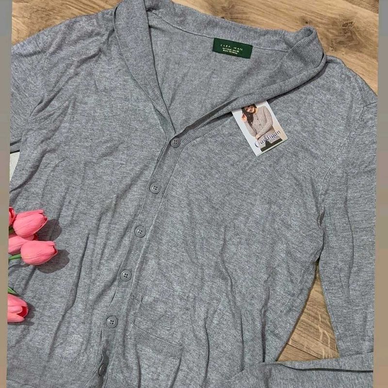 Zara Man Grey Cardigan