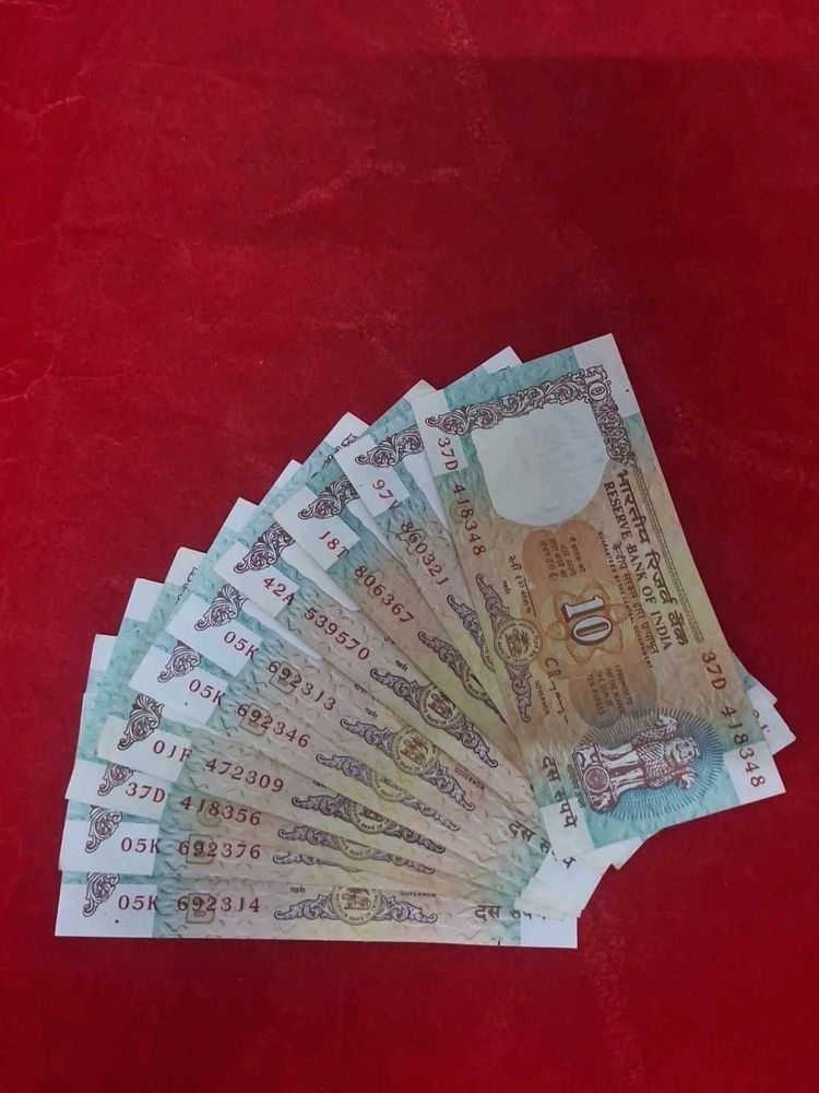 rare 10 pcs ten rs note gem unc