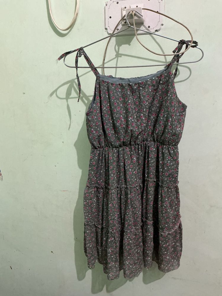 Floral Print Tiered Mini Dress