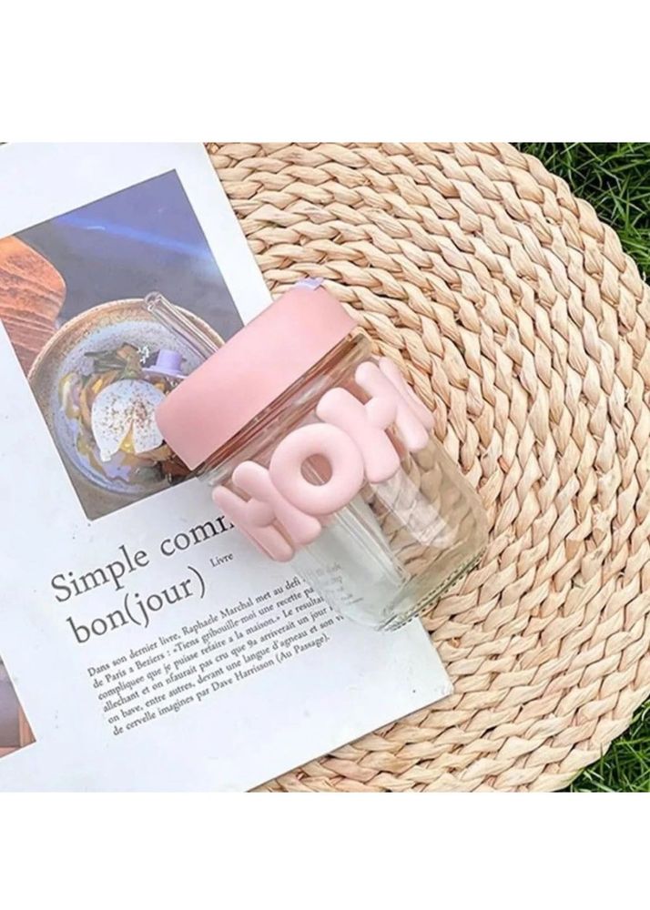 New Cute Glass Tumbler with Pink Lid
