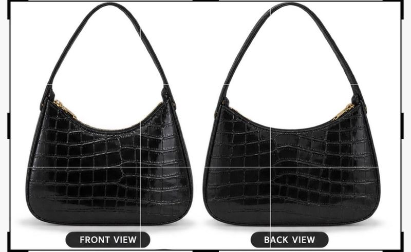 Chic Black Croc Embossed Shoulder Bag