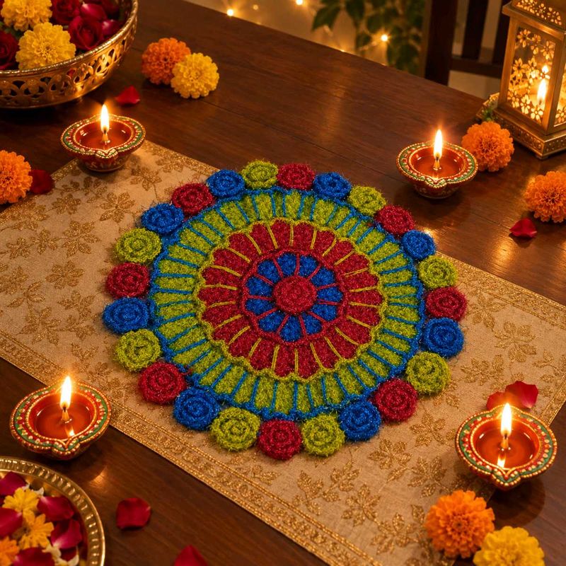 Colorful Festive Mandala woolen Decor