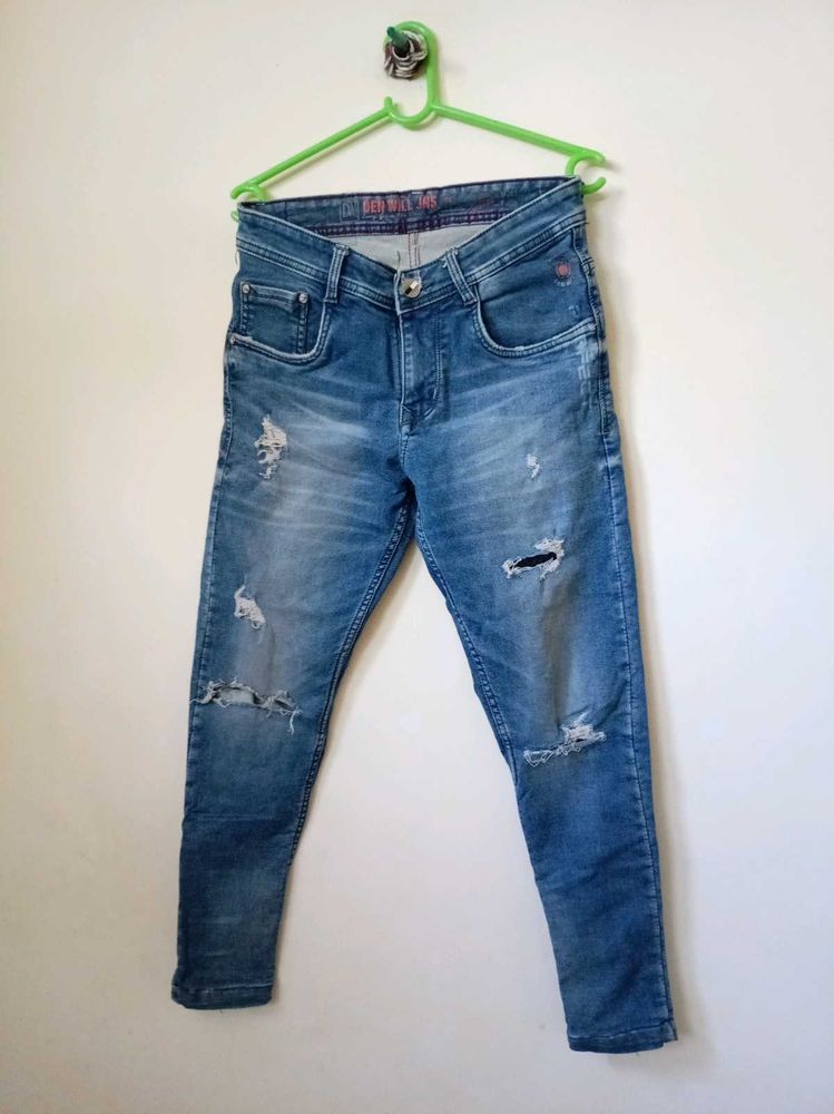 Distressed Blue Denim skinny fit Jeans