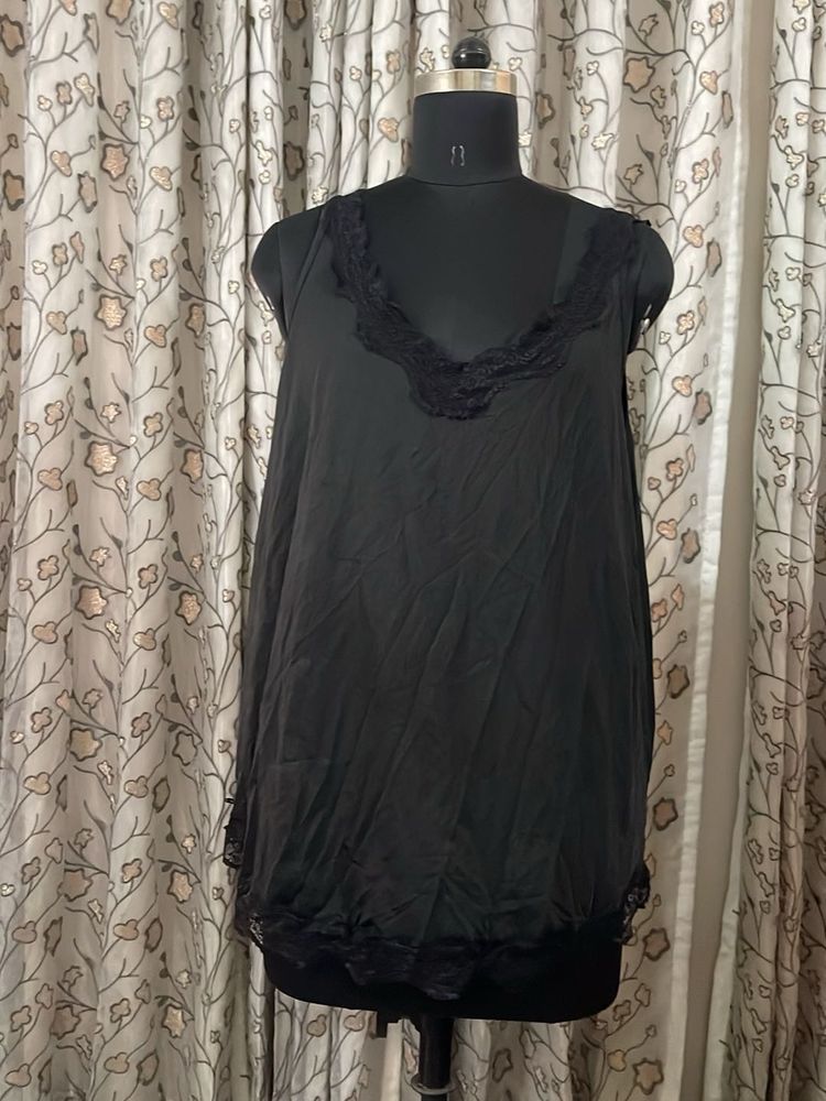 Black Lace Trim Camisole Slip