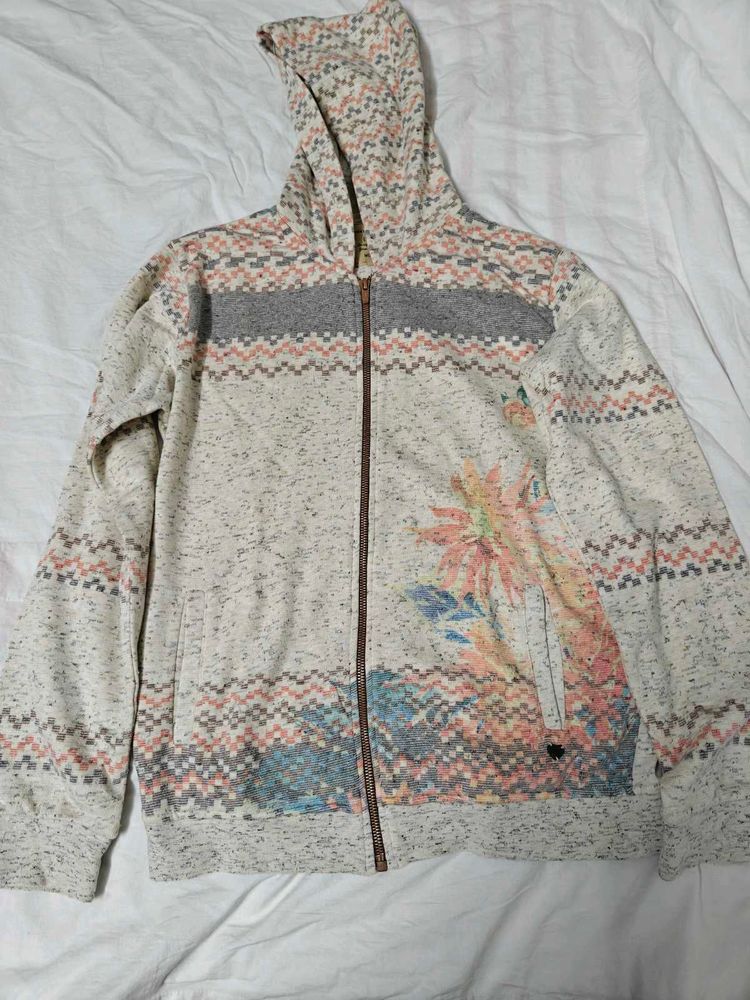 Patterned Zip-Up Hoodie