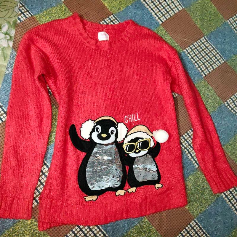 Cute Penguin Sequin Sweater