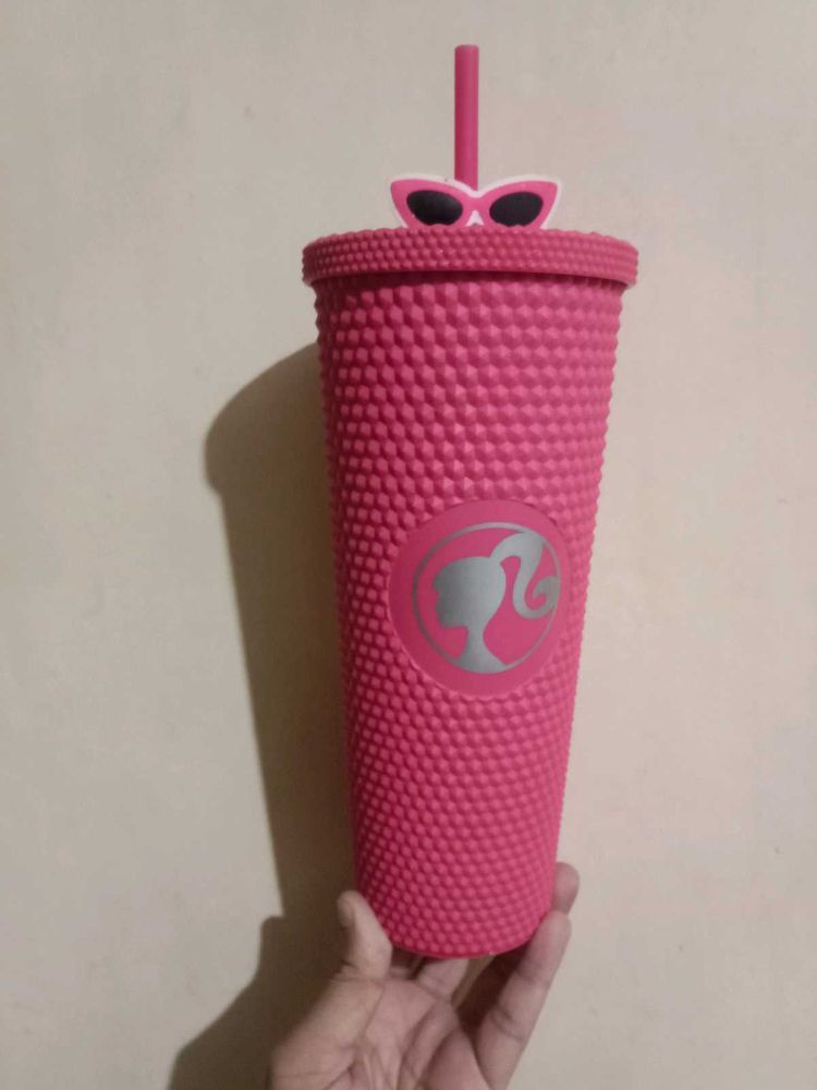 Barbie Pink Studded Tumbler with Straw