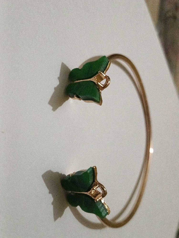 Elegant Green Butterfly Cuff Bracelet