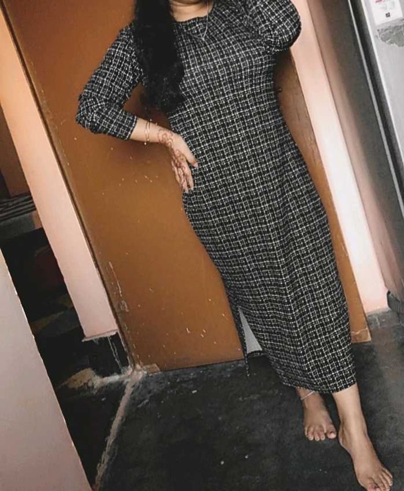 Checked Midi Dress