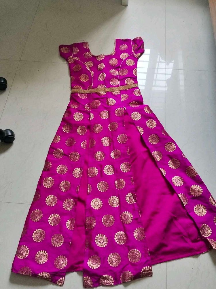 Pink &amp; Gold Anarkali Dress