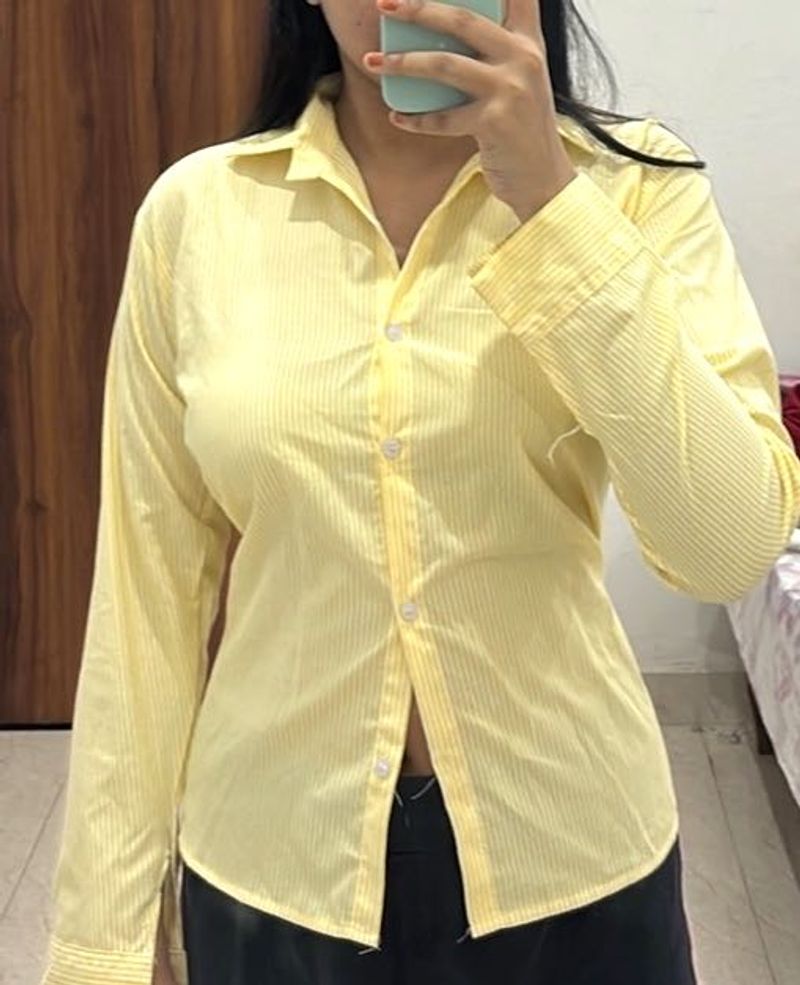 Yellow Striped Button-Up Shirt