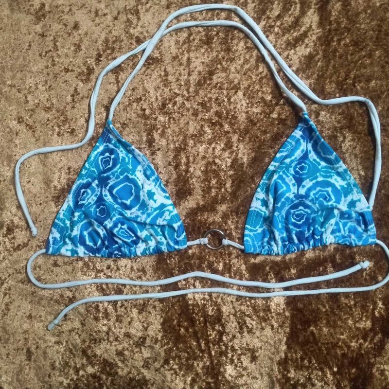 Blue Tie-Dye Bikini Top