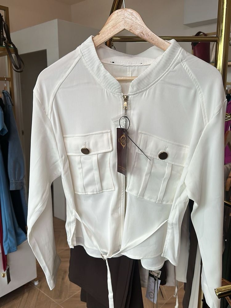 Stylish White Bomber Jacket