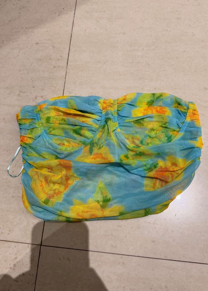 Boho Tie-Dye Ruched Tube Top