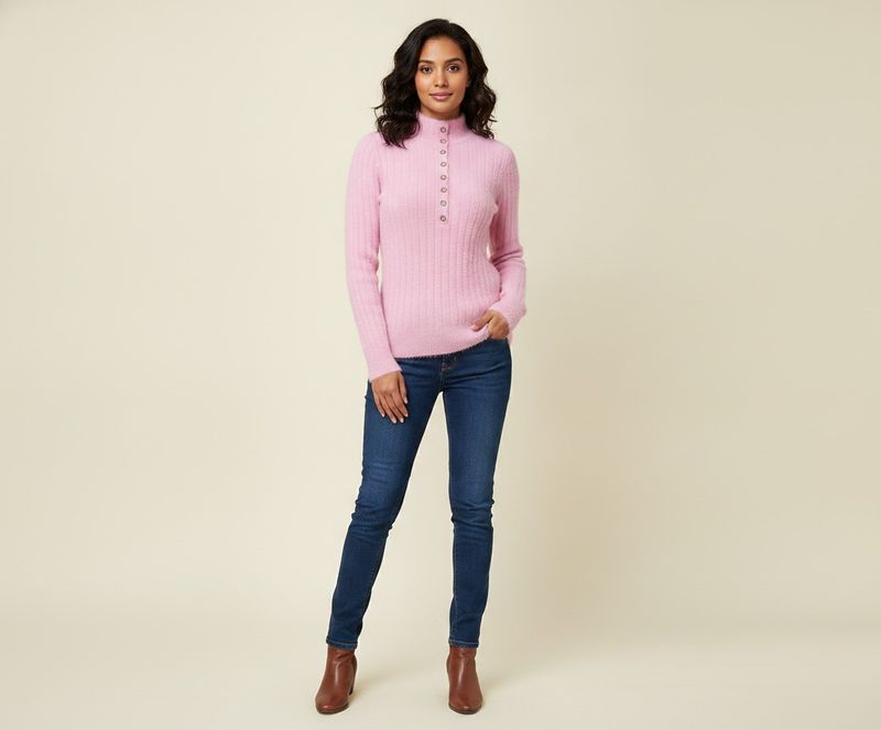 Pink Button-Up woollen top 🥰