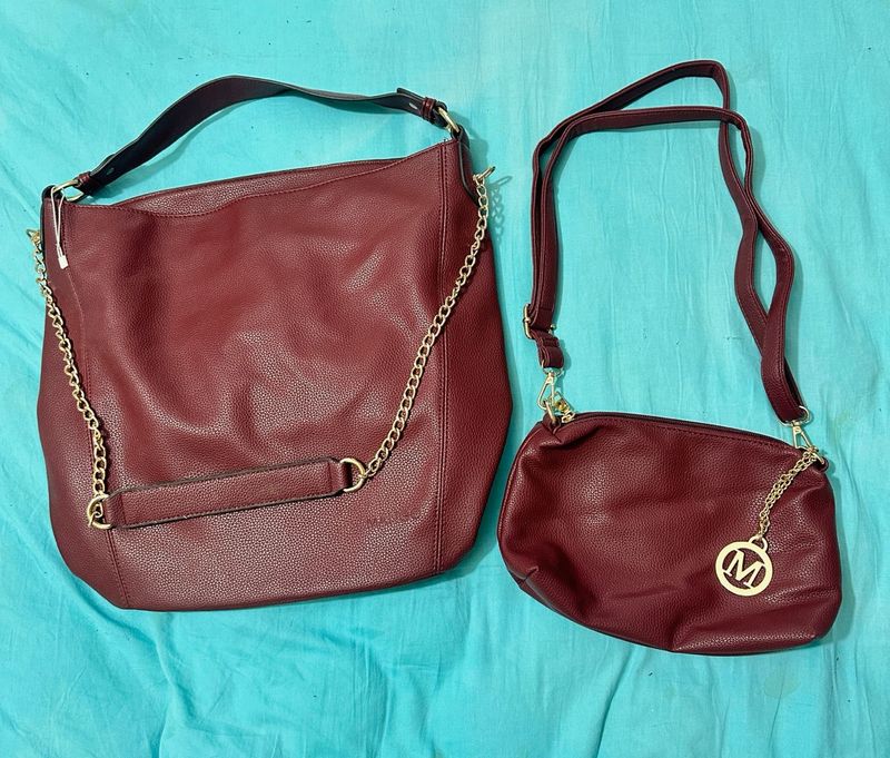 Chic Burgundy Handbag Set