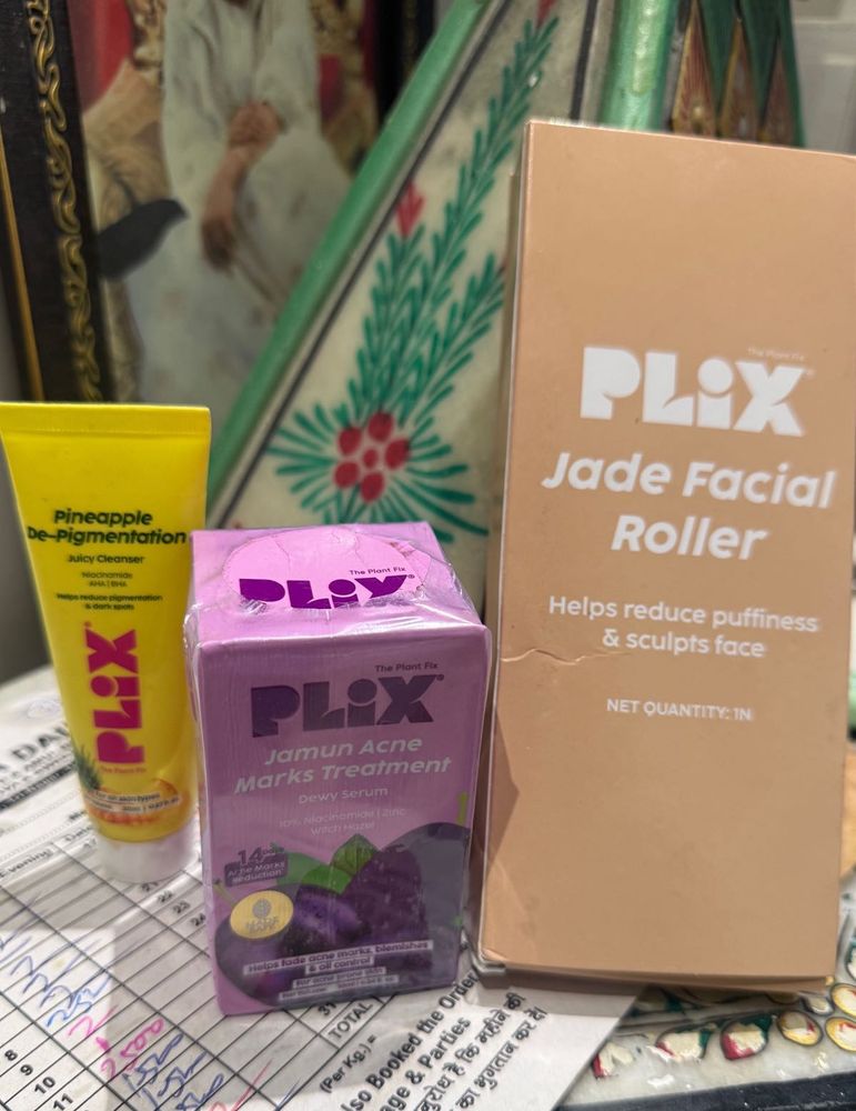 3 PLIX Skincare Set: Jade Roller &amp; Treatments