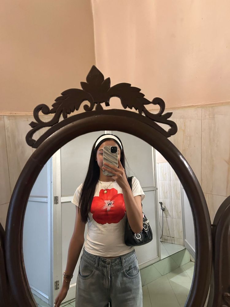 Cute Red Flower Graphic Tee