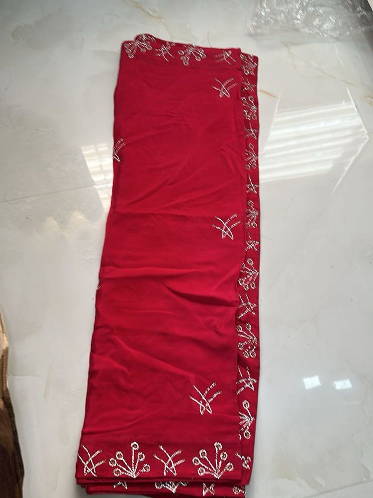 Elegant Red Embroidered Saree