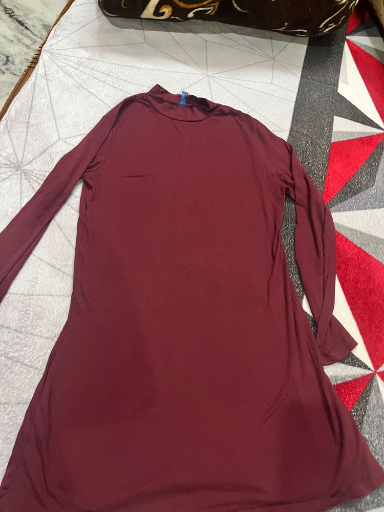 Maroon Long Sleeve Tunic Top