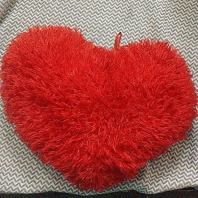 Red Fuzzy Heart Pillow